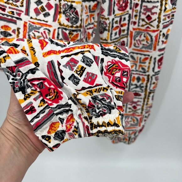 Crazy 1980s Print Baggy Joggers 100% Cotton‎ Made in the USA Hawaiian Print Sz M - Picture 4 of 9